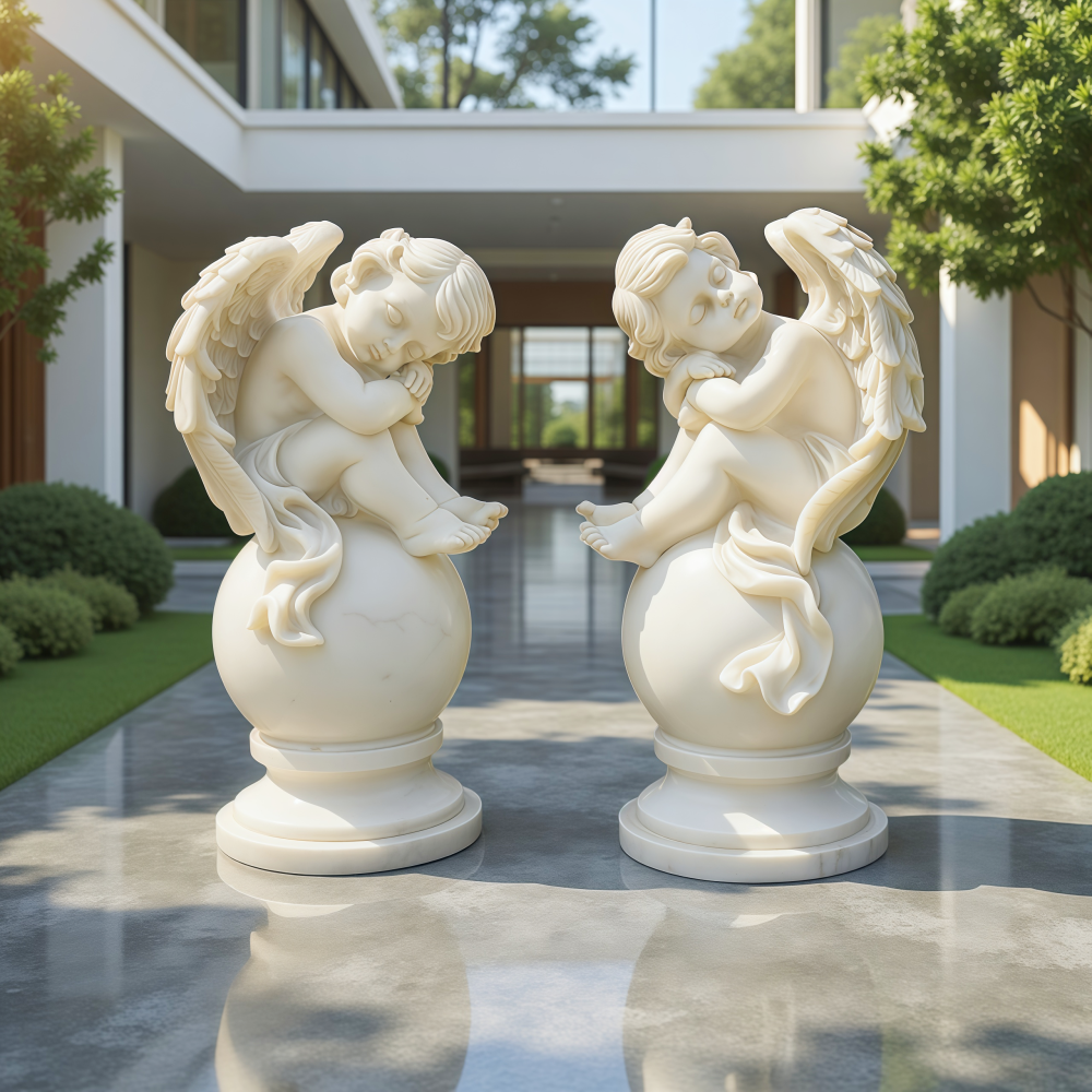 PREMIUM Angels & Cherubs Sculpture Marble Garden Statue