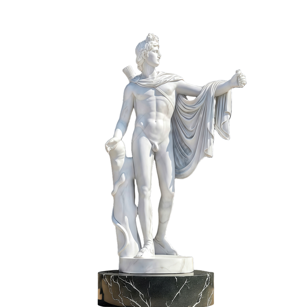 PREMIUM White marble sculpture of Apollo from ancient Greek mythology