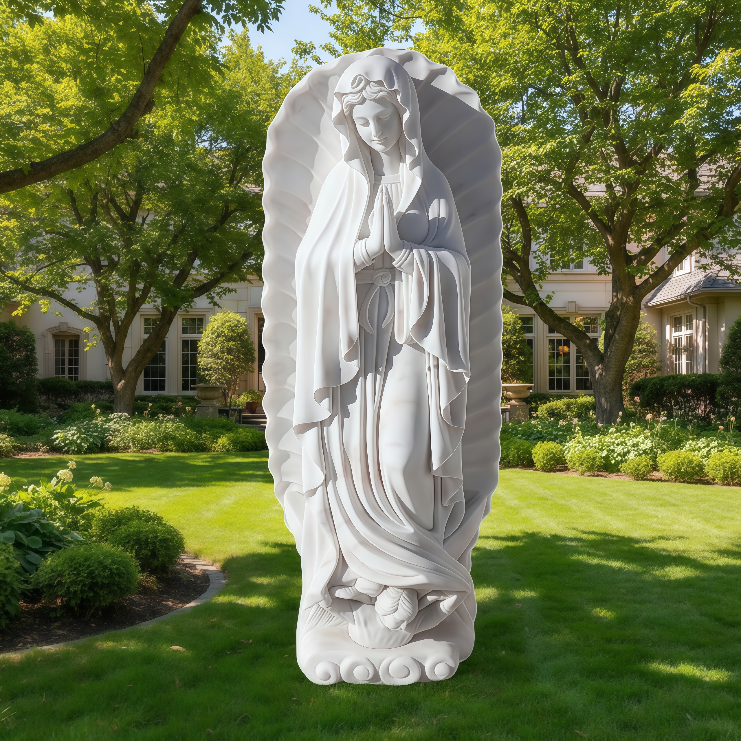 PREMIUM Lady of Guadalupe Virgin Mary White Marble Catholic Statues ...