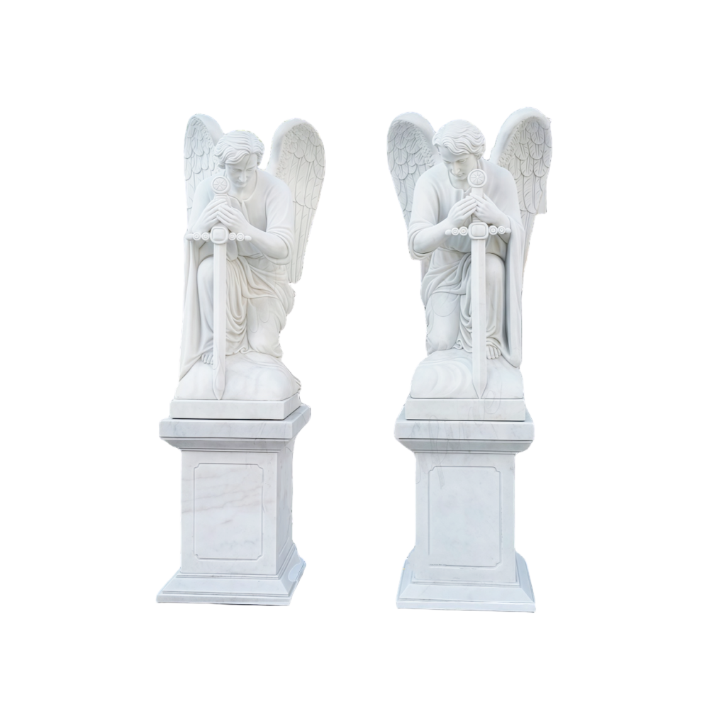PREMIUM Holy Guardian Angel White Marble Sculpture