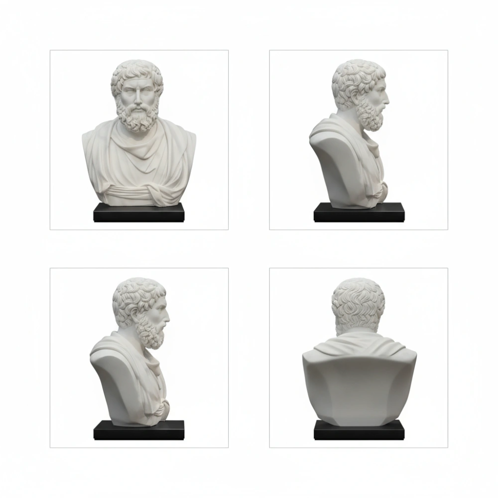 PREMIUM White marble sculpture of a Greek philosopher bust