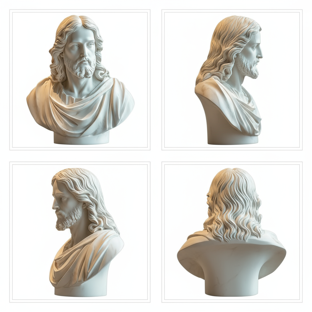 PREMIUM White marble sculpture of a sacred half-man