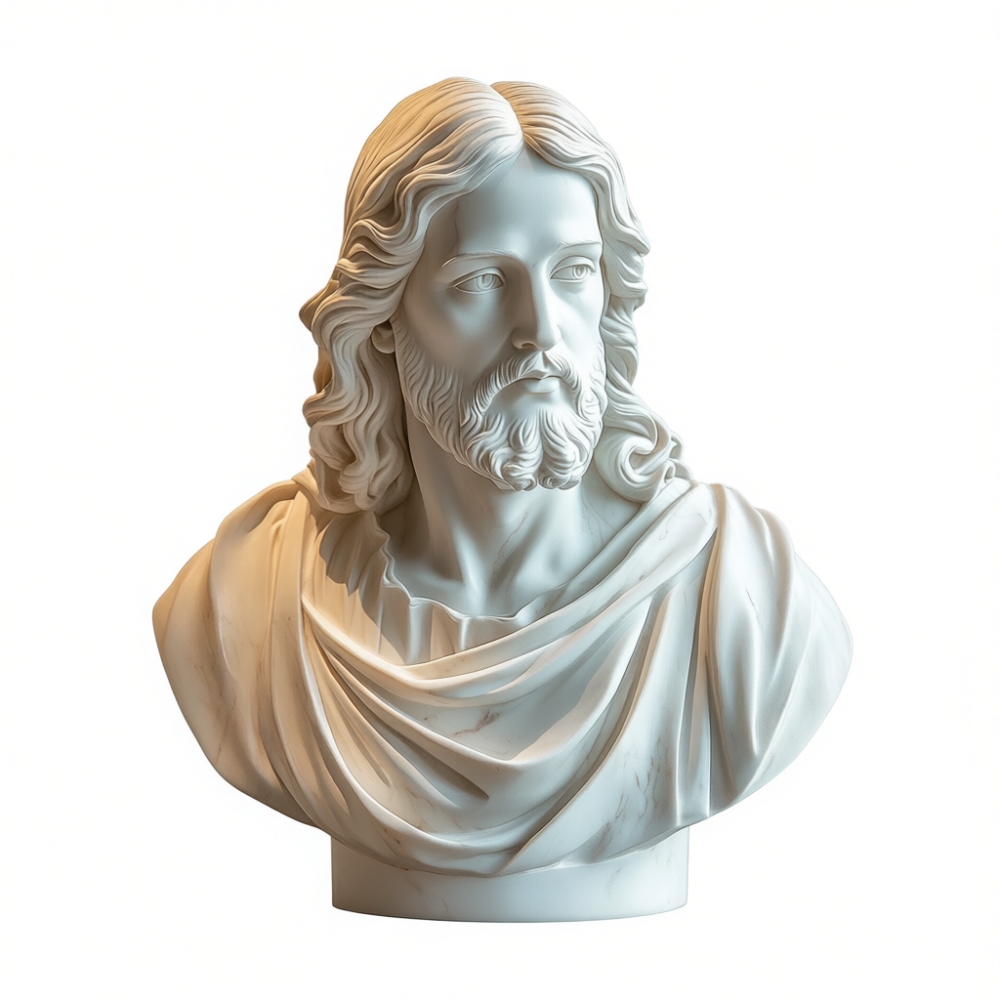 PREMIUM White marble sculpture of a sacred half-man