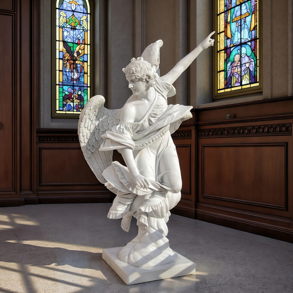PREMIUM Holy angel white marble sculpture