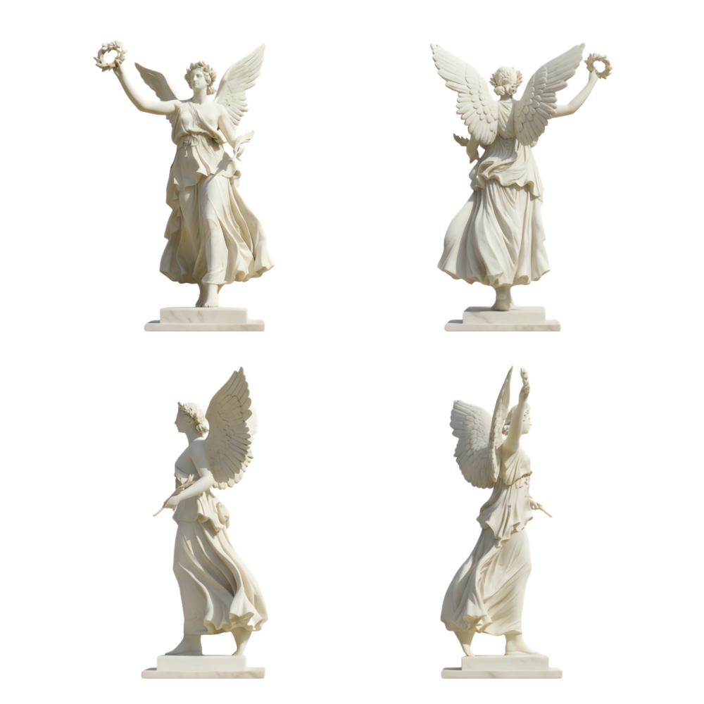 PREMIUM Fantastic white marble angel statue named Nike stone sculpture
