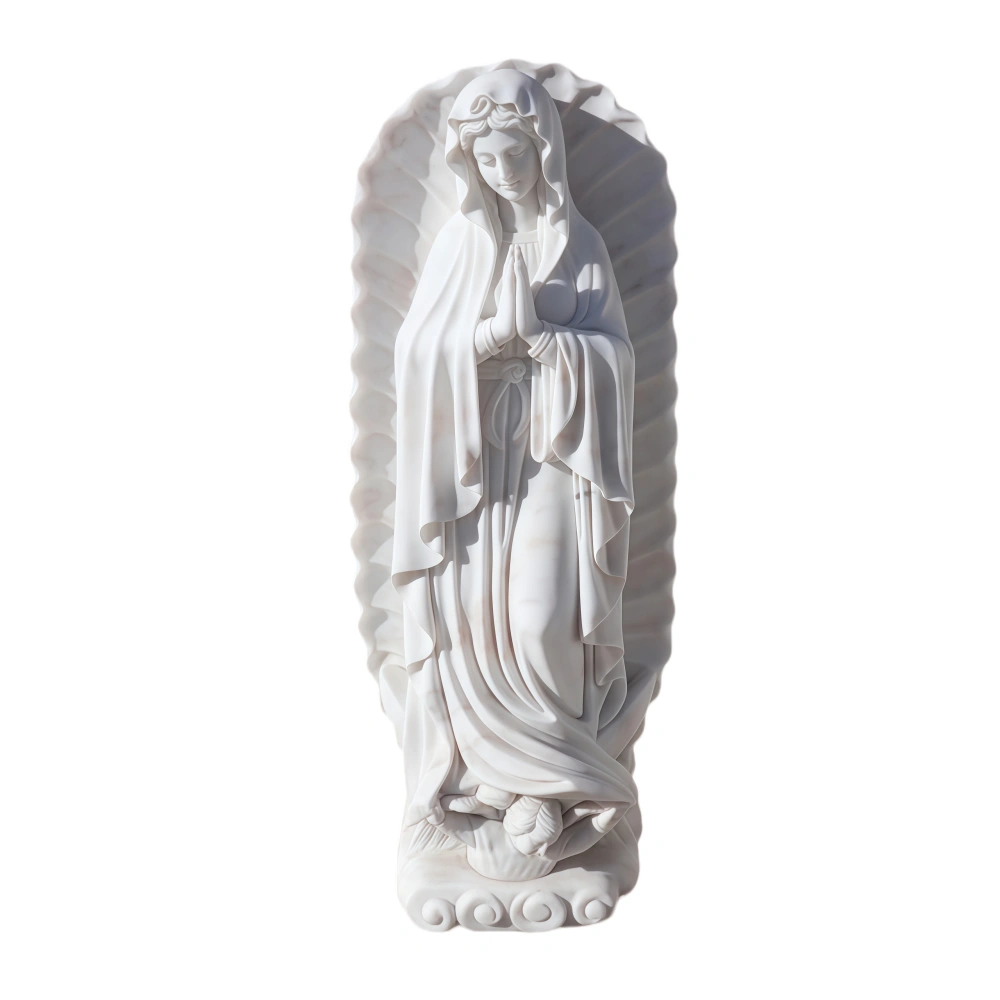 PREMIUM Lady of Guadalupe Virgin Mary White Marble Catholic Statues ...