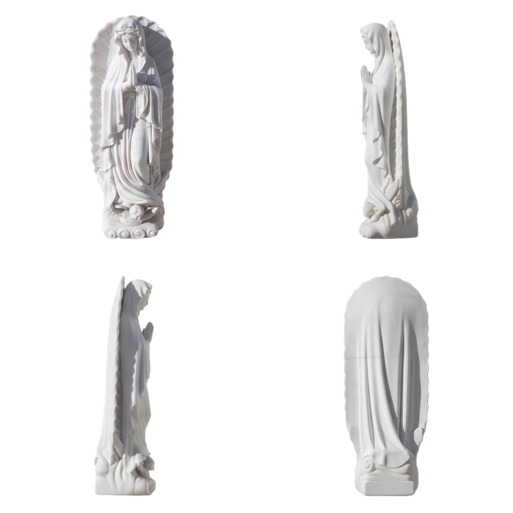 PREMIUM Lady of Guadalupe Virgin Mary White Marble Catholic Statues ...