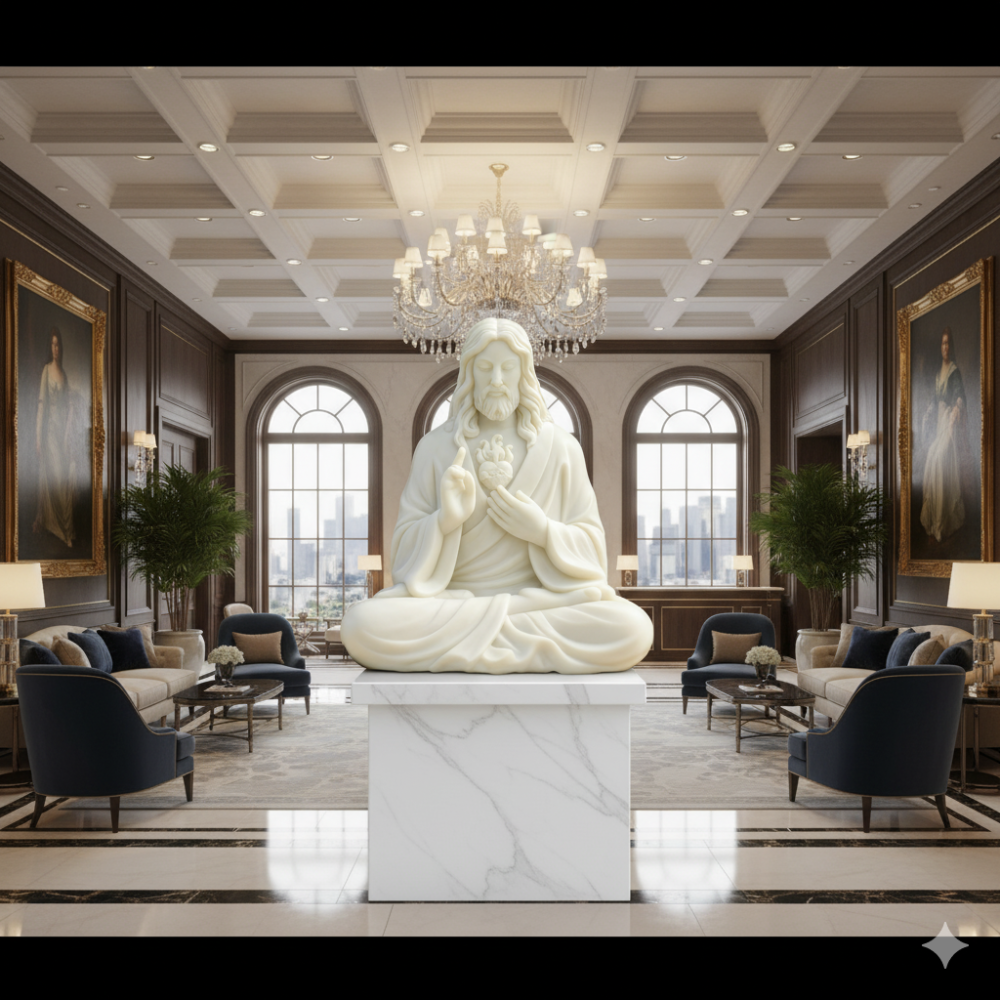 PREMIUM Life Size Meditating Jesus Statue for Indoor & Outdoor Decor