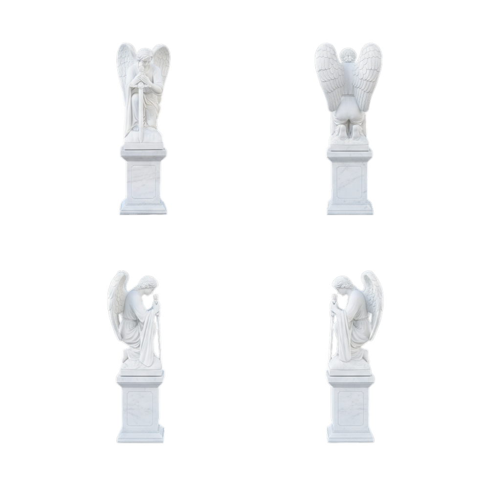 PREMIUM Holy Guardian Angel White Marble Sculpture