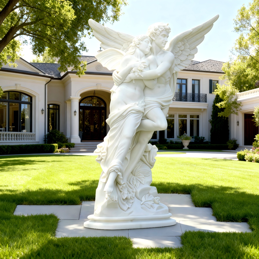 PREMIUM Garden & Indoor Statue Angel Lovers Custom Marble Stone Sculpture