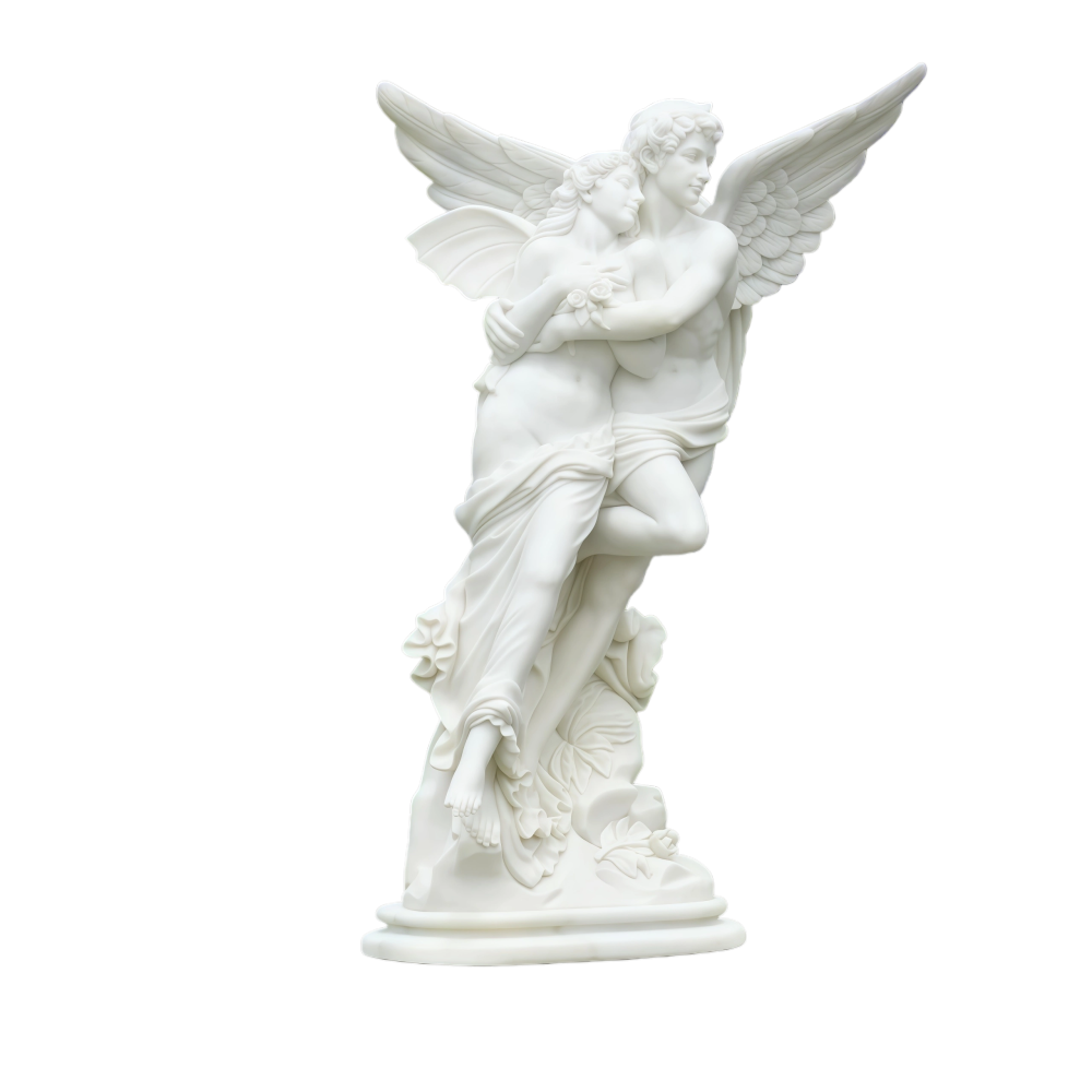 PREMIUM Garden & Indoor Statue Angel Lovers Custom Marble Stone Sculpture