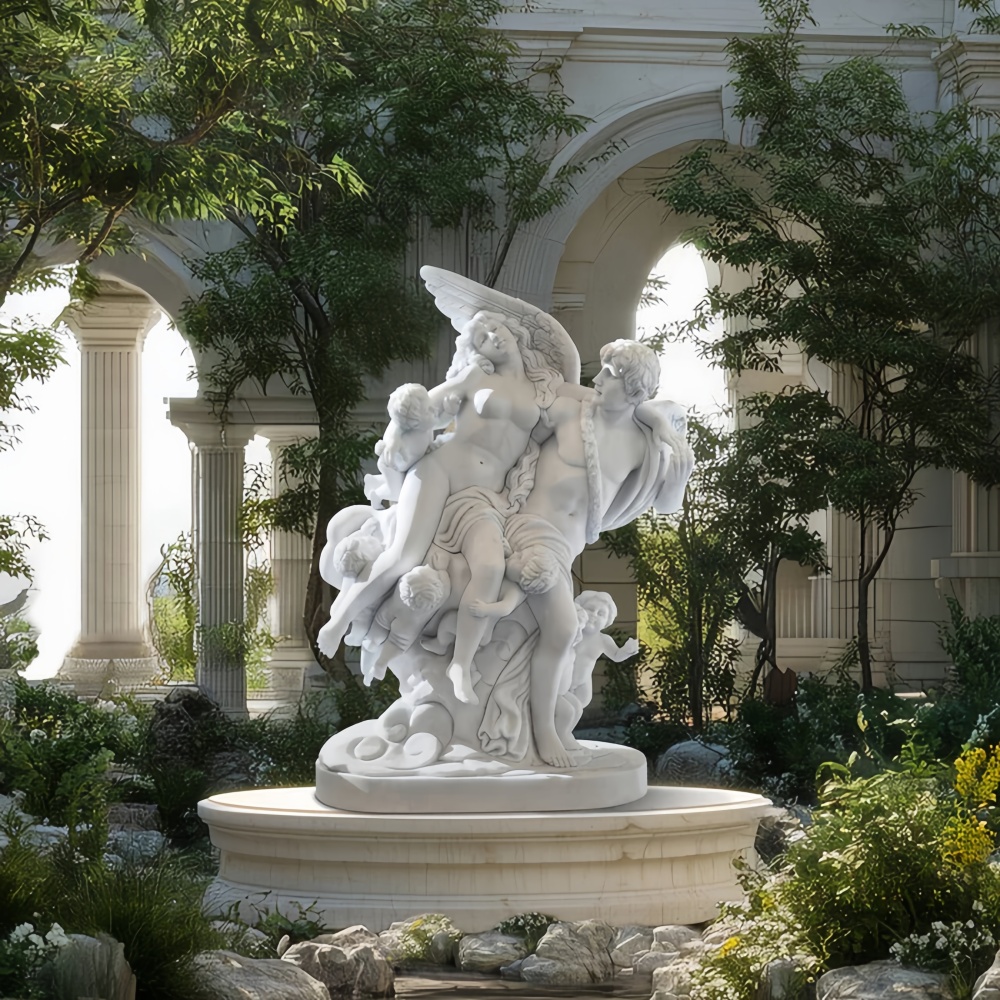 PREMIUM Marble Cupid and Psyche Group Statue Clodion Inspired Mythological Sculpture Replica