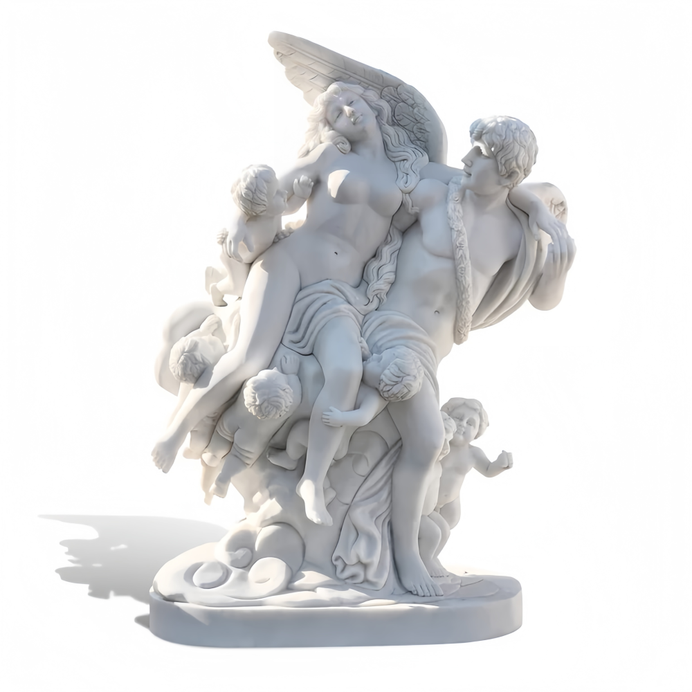 PREMIUM Marble Cupid and Psyche Group Statue Clodion Inspired Mythological Sculpture Replica