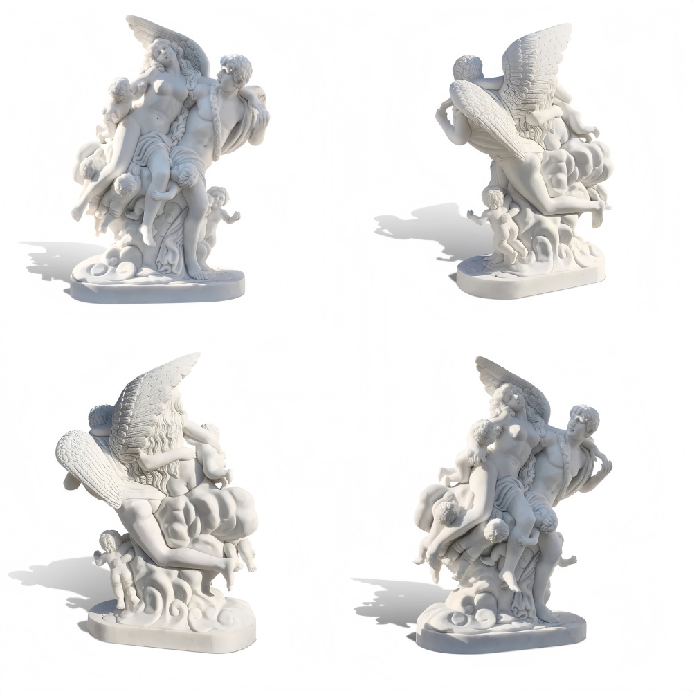 PREMIUM Marble Cupid and Psyche Group Statue Clodion Inspired Mythological Sculpture Replica