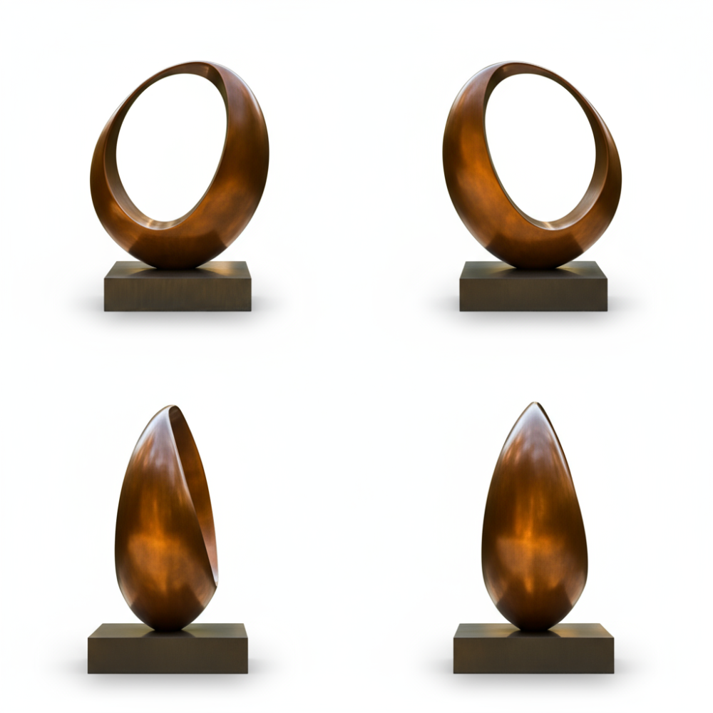 PREMIUM Streamlined oval hollow bronze sculpture