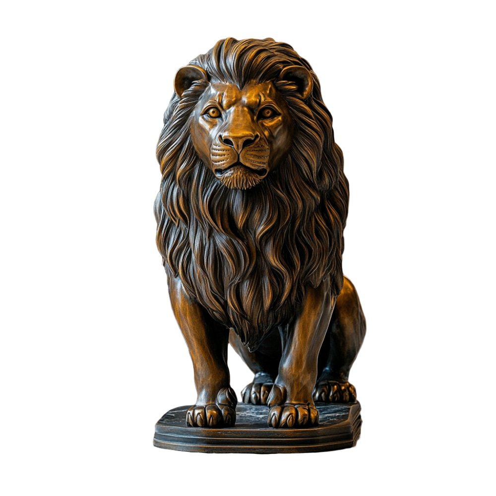 PREMIUM Bronze lion sculpture in the hotel lobby