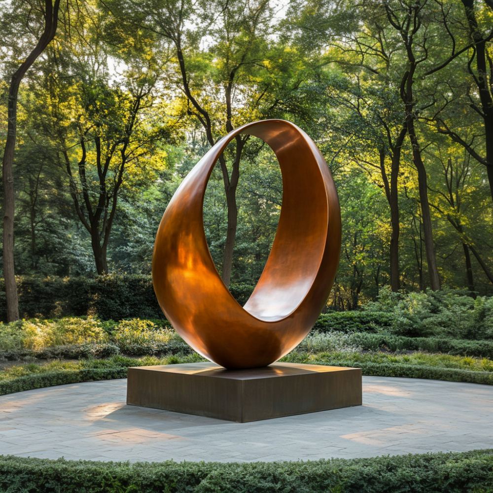 PREMIUM Streamlined oval hollow bronze sculpture