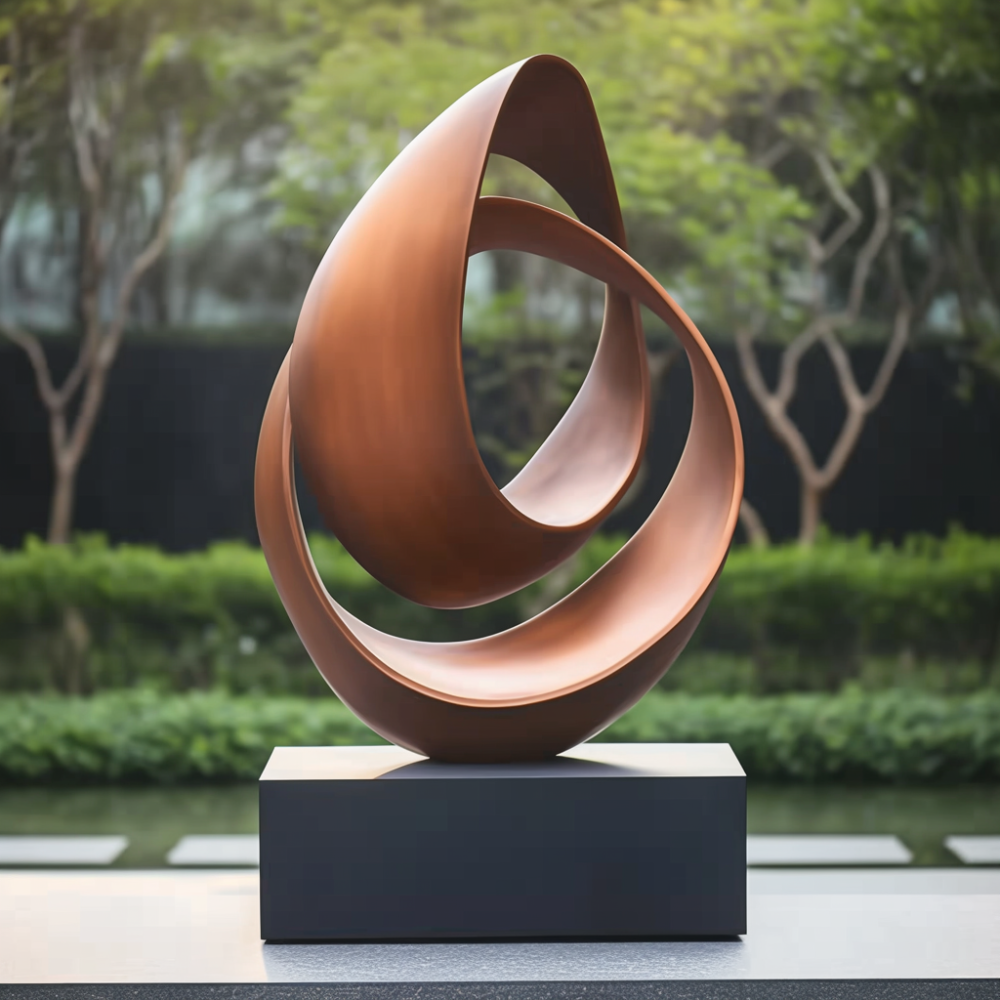 PREMIUM Interwoven streamlined abstract bronze sculpture