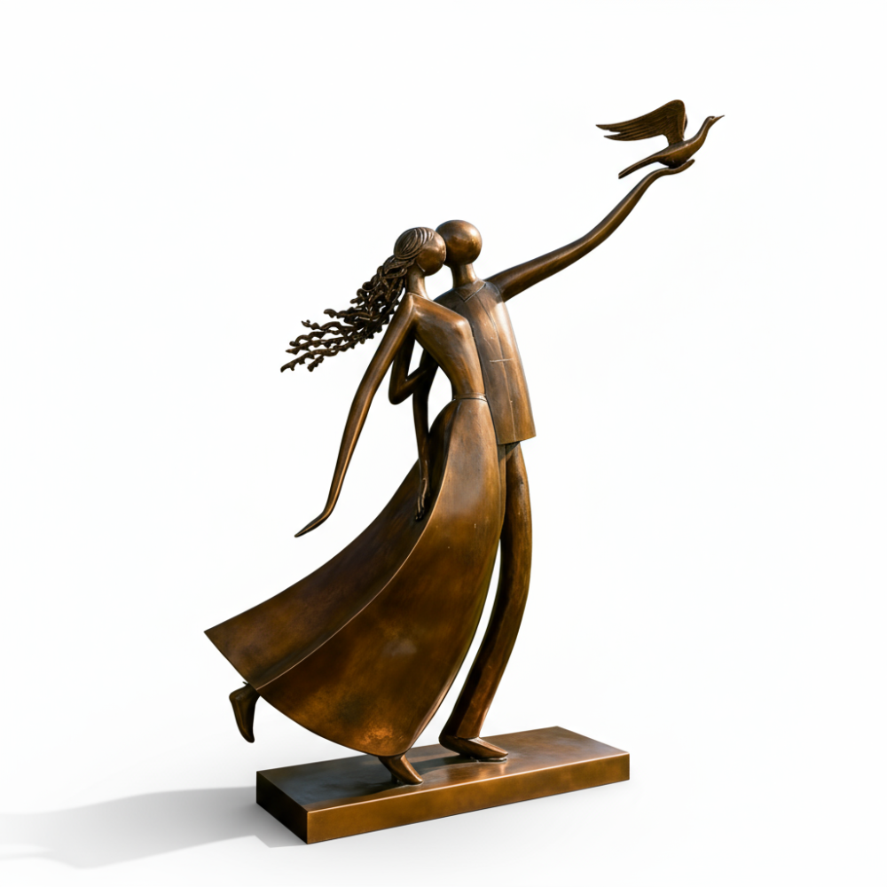 PREMIUM Romantic Bronze Sculpture Love & Freedom Theme Statue