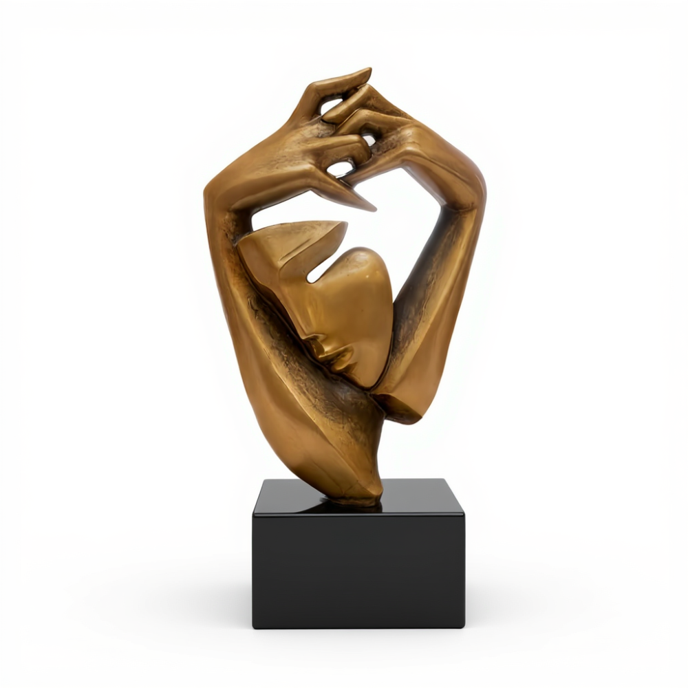 PREMIUM Abstract Human Figure Bronze Sculpture Hands and Face