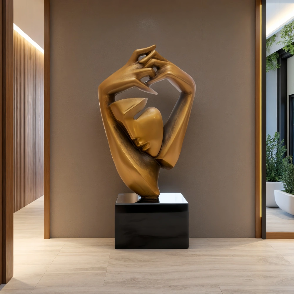 PREMIUM Abstract Human Figure Bronze Sculpture Hands and Face