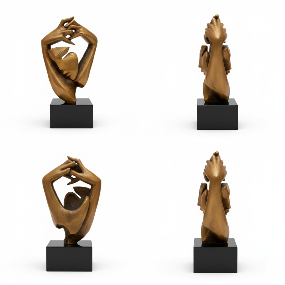 PREMIUM Abstract Human Figure Bronze Sculpture Hands and Face