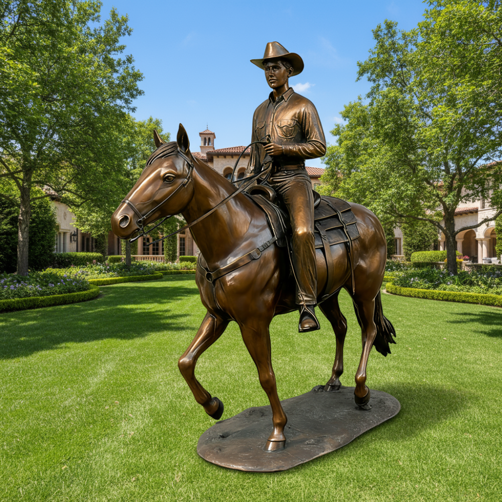 PREMIUM Bronze Figure Statue American Western Cowboy Culture Sculpture