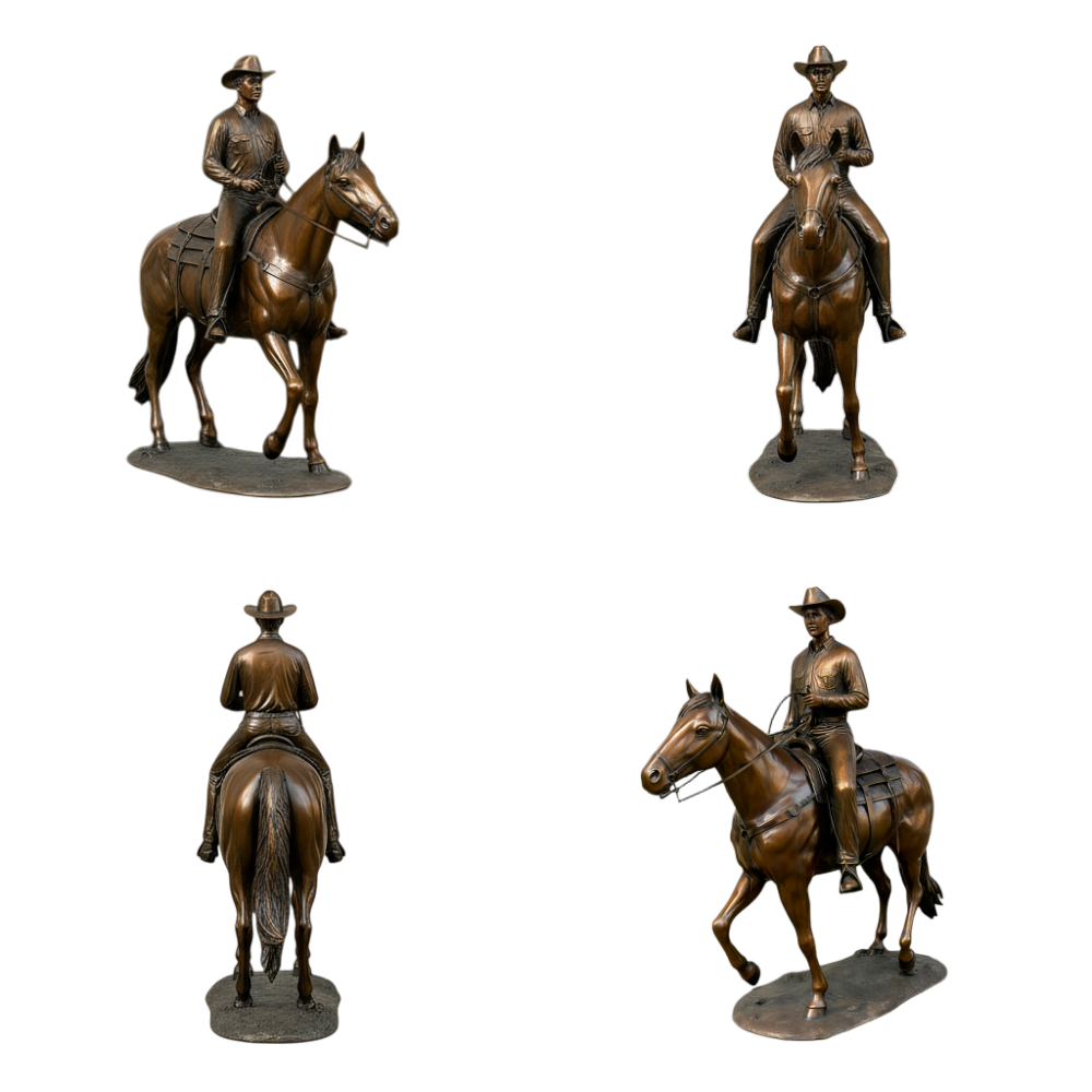 PREMIUM Bronze Figure Statue American Western Cowboy Culture Sculpture