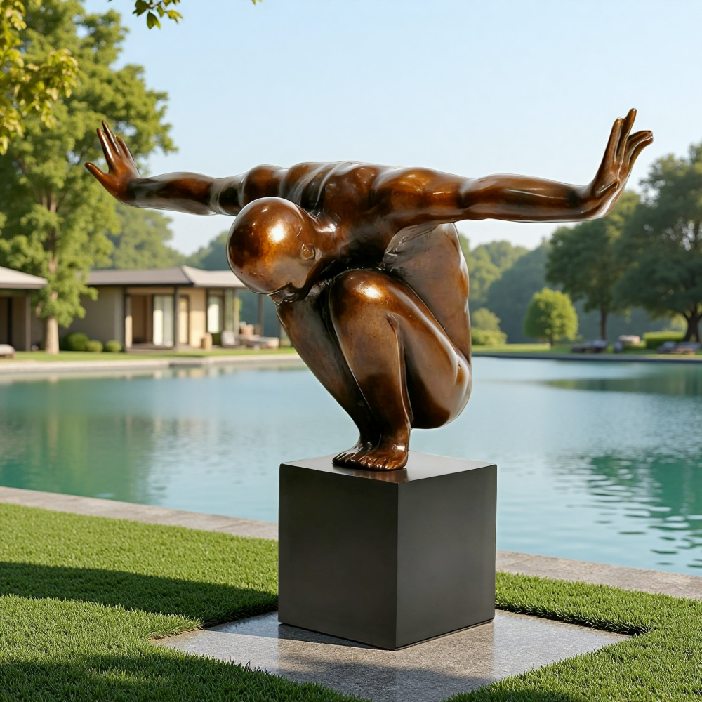 PREMIUM Custom Bronze Swimmer Diver Statue Modern Art Sculpture