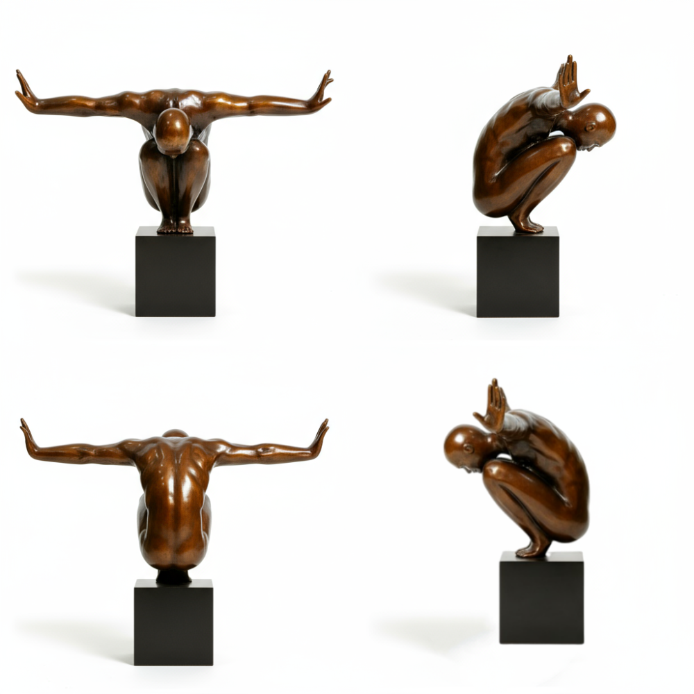 PREMIUM Custom Bronze Swimmer Diver Statue Modern Art Sculpture