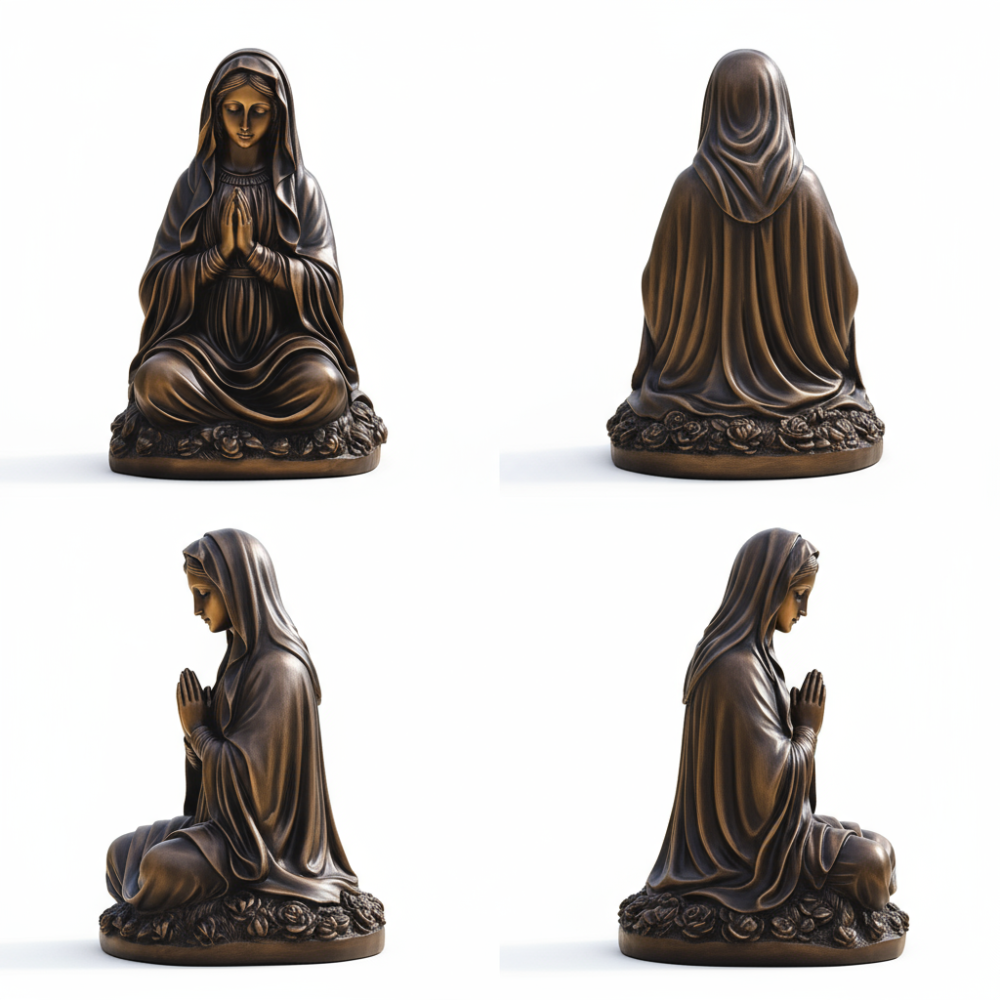 PREMIUM Bronze sculpture of the Virgin Mary in a seated position