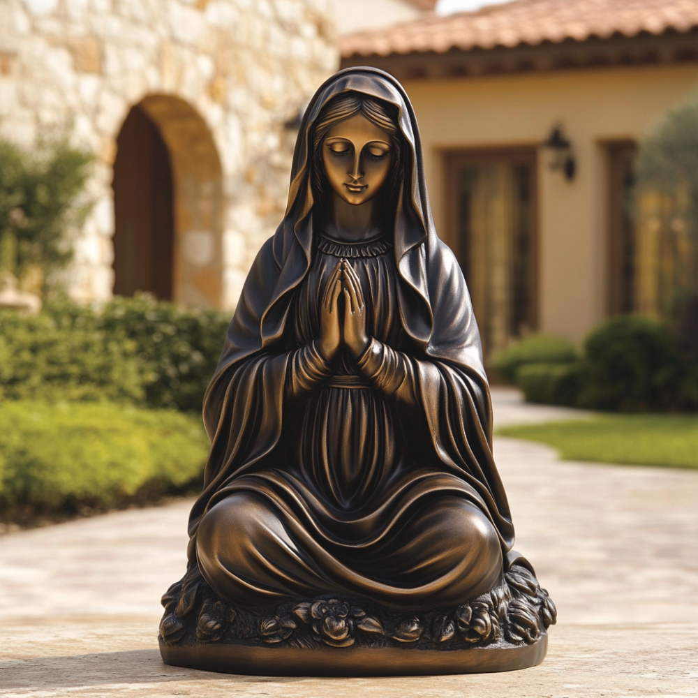 PREMIUM Bronze sculpture of the Virgin Mary in a seated position