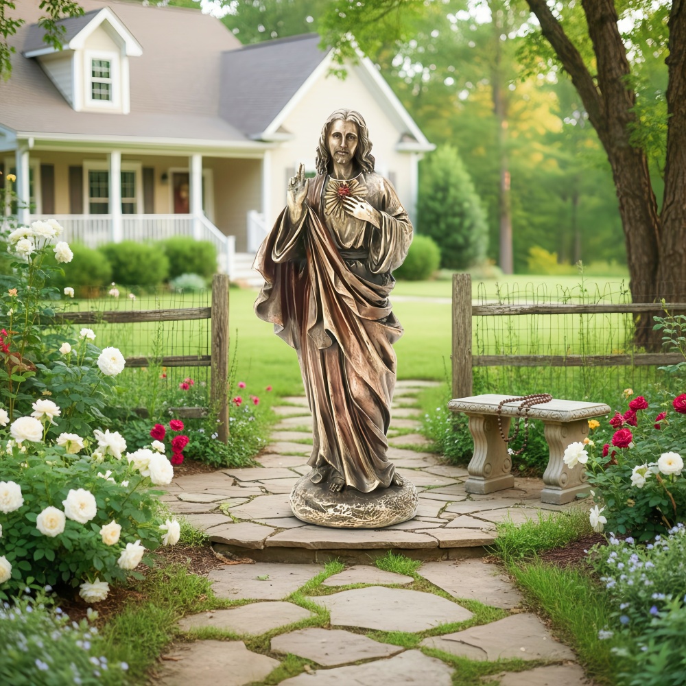 PREMIUM Sacred Heart of Jesus Bronze Statue Religious Sculpture Home Decor