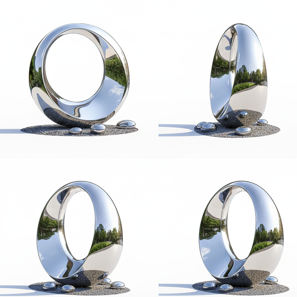 Premium Modern Art Stainless Steel Abstract Ring Sculpture for Modern Gardens & Luxury Hotel Hall