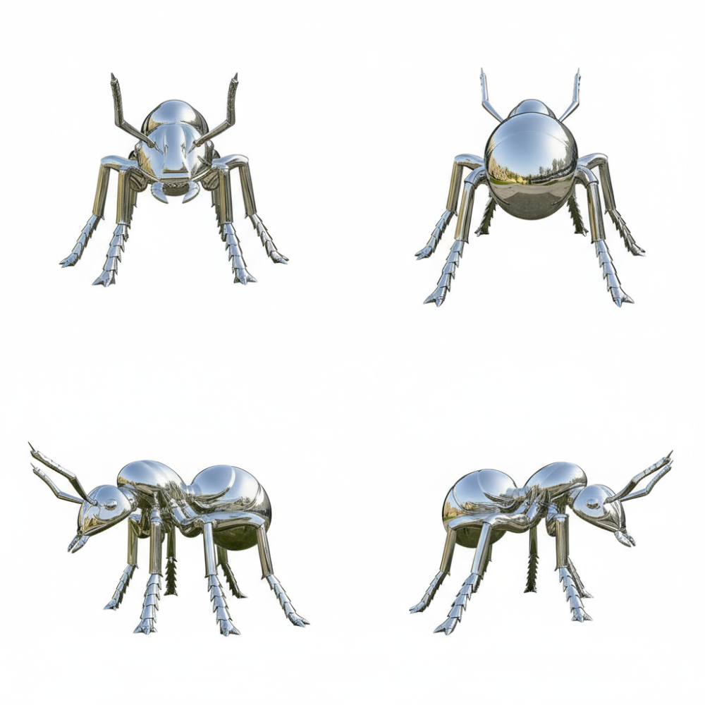 Large Mirror Polished Stainless Steel Ant Sculpture for Outdoor Garden
