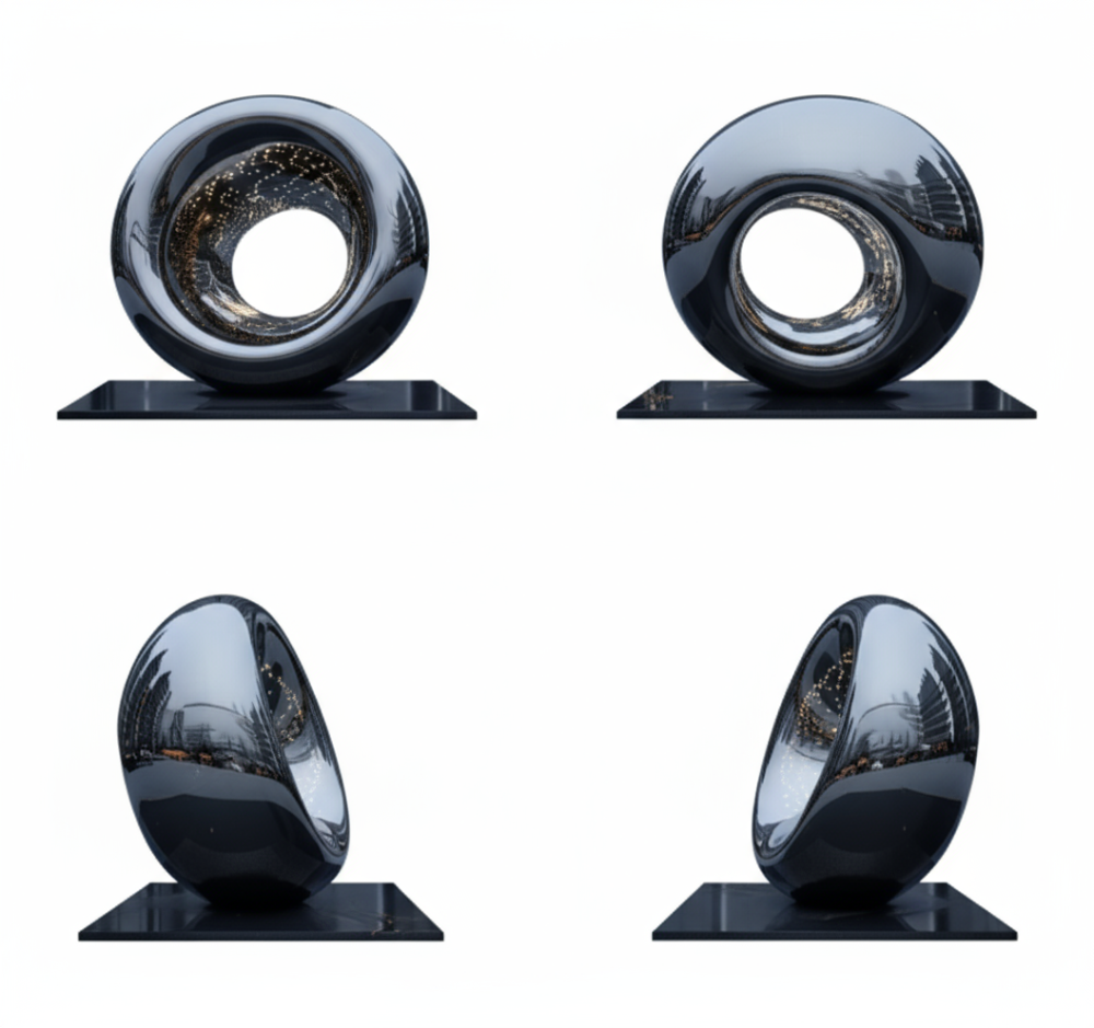 PREMIUM Stainless steel modern art outdoor sculpture with lighting effects
