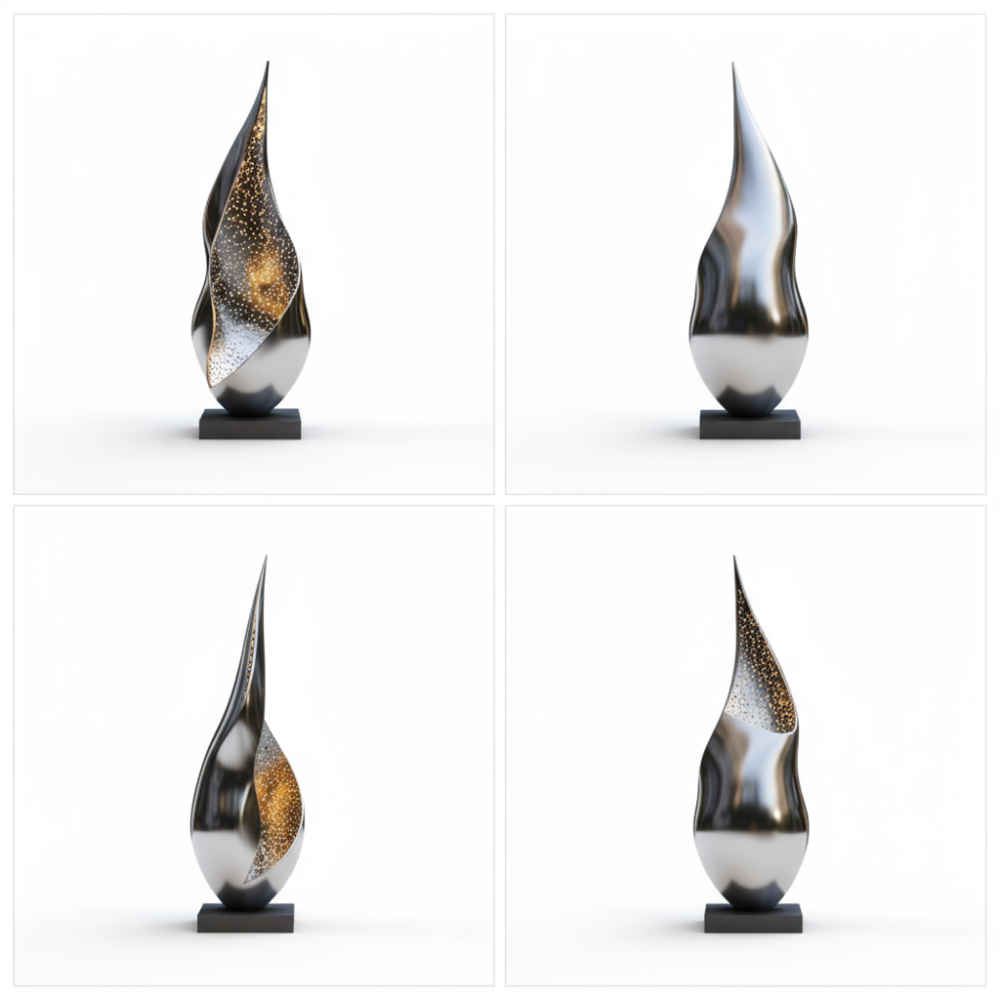 PREMIUM Stainless steel geometric hollow sculpture with lighting