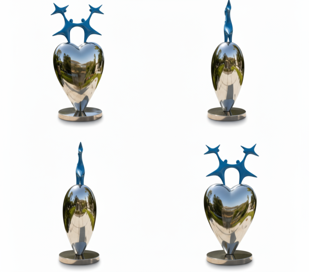 PREMIUM Abstract Love Heart Stainless Steel Sculpture for Luxury Villa & Interior