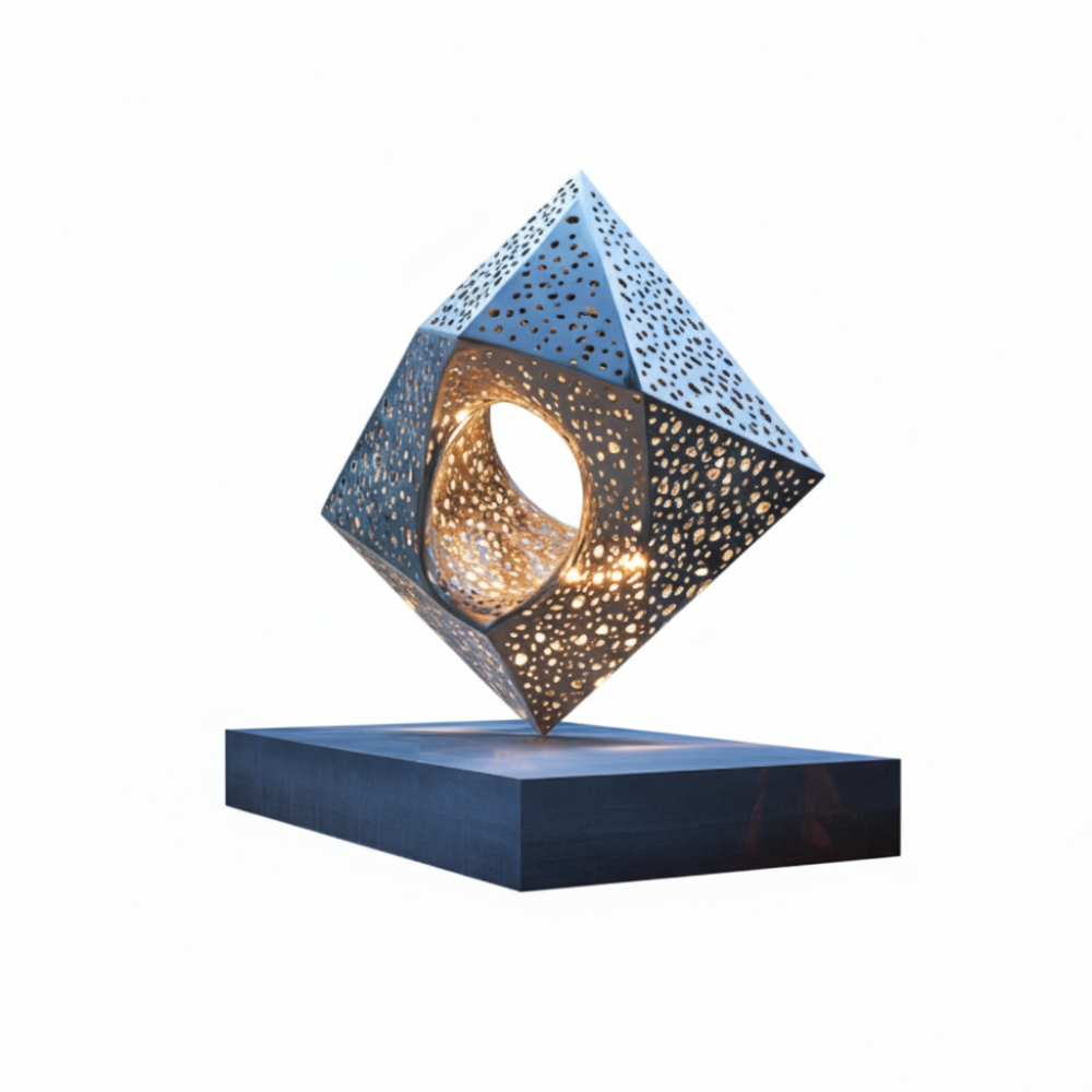 PREMIUM Stainless steel geometric hollow sculpture with lighting