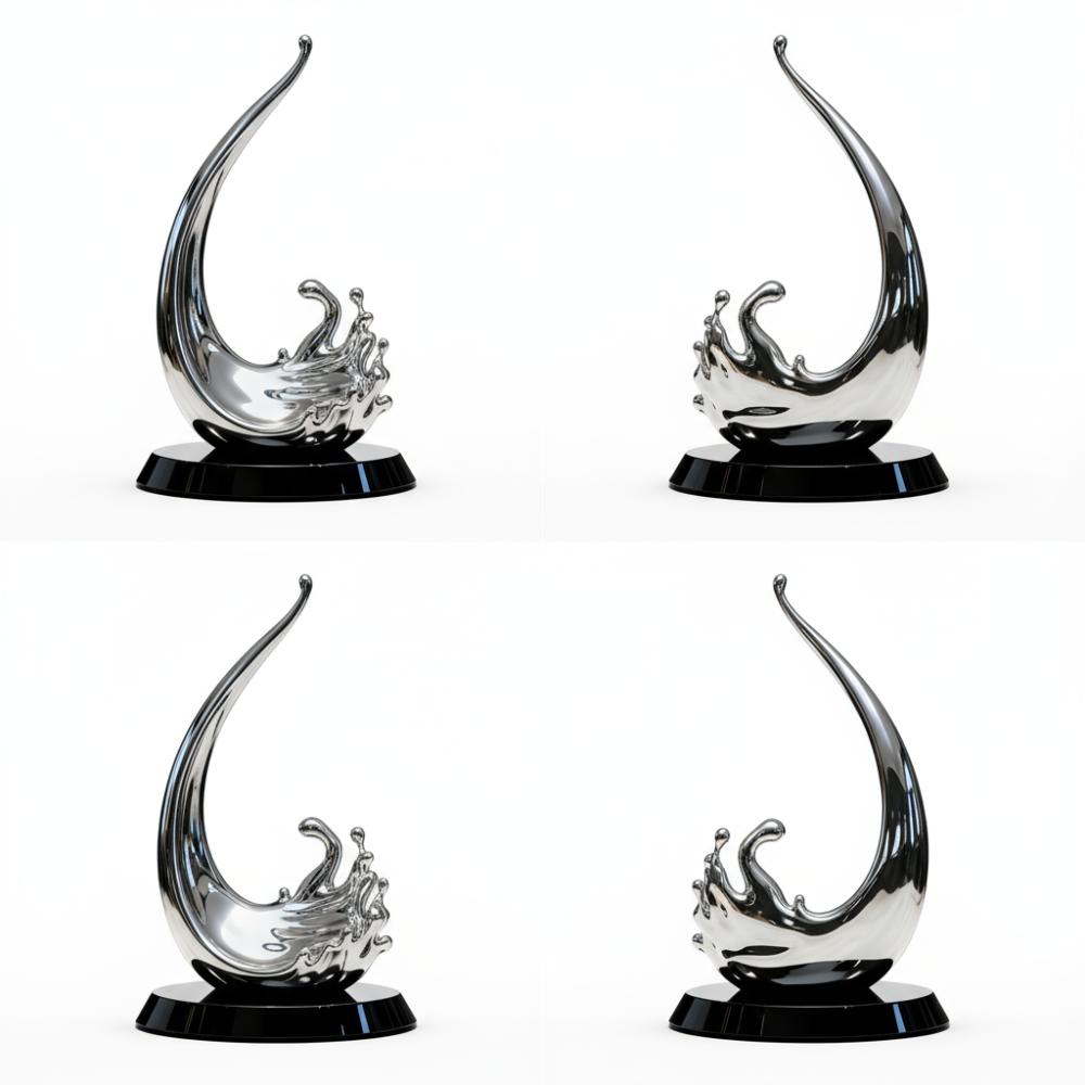 PREMIUM Modern art abstract fluid wave fiberglass sculpture