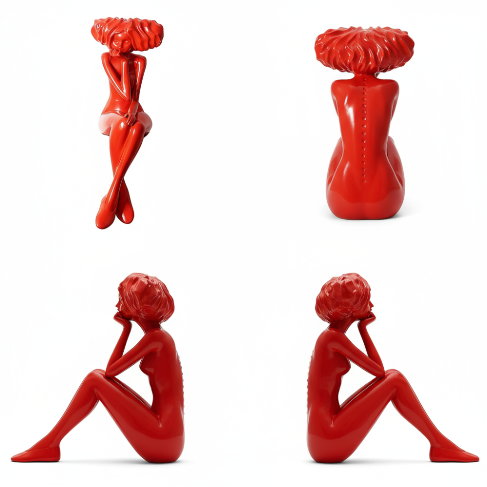 PREMIUM Modern Art Red Fiberglass Figure Sculpture
