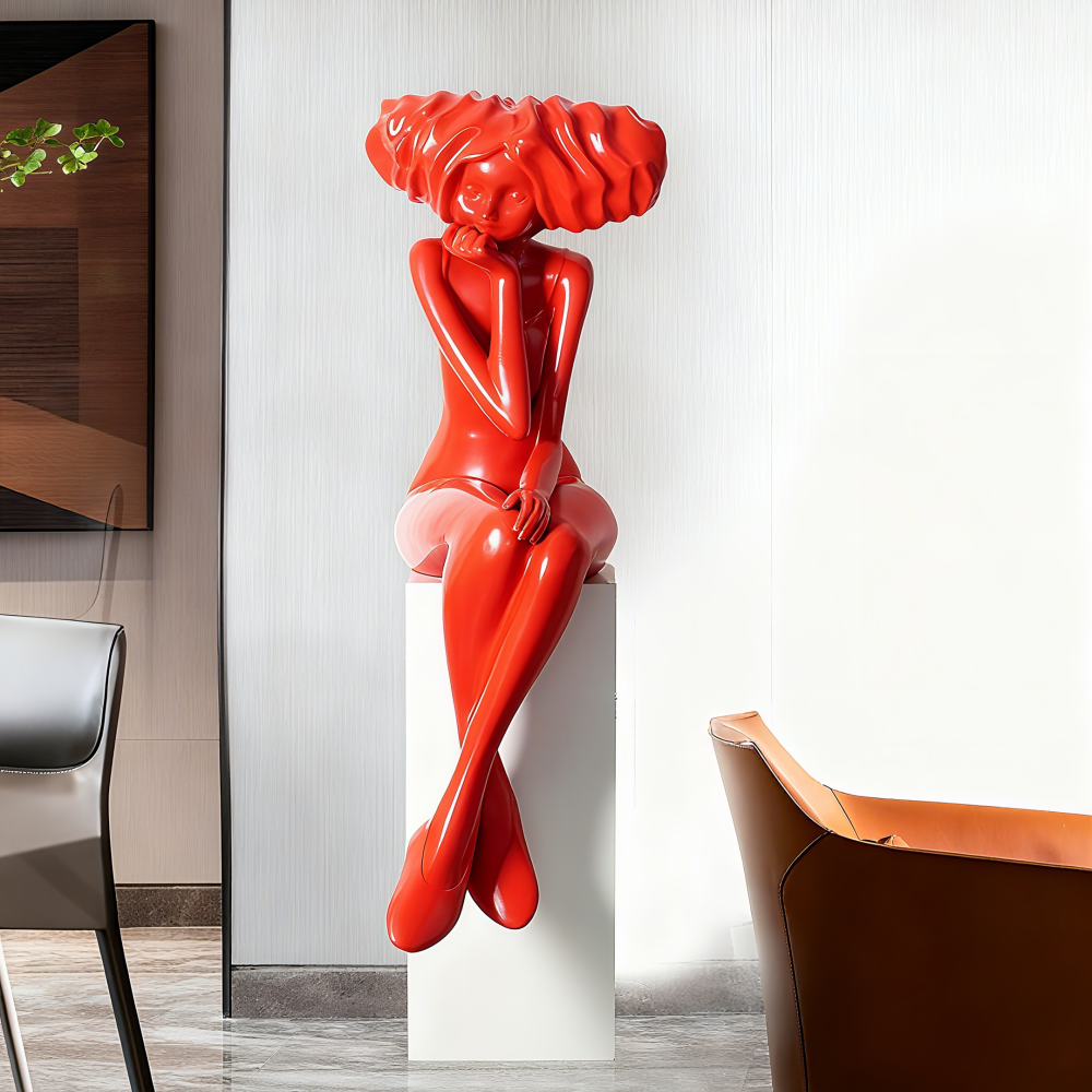 PREMIUM Modern Art Red Fiberglass Figure Sculpture