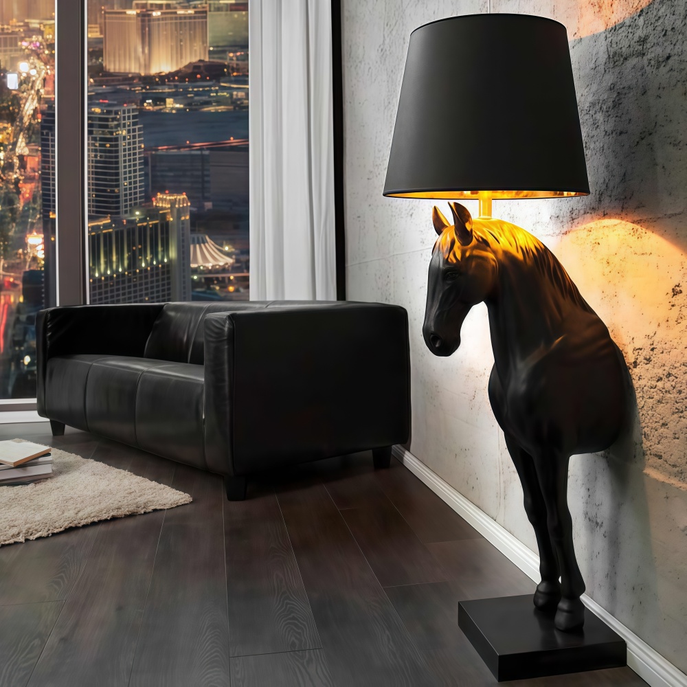 PREMIUM Modern decorative style fiberglass horse sculpture with lamp