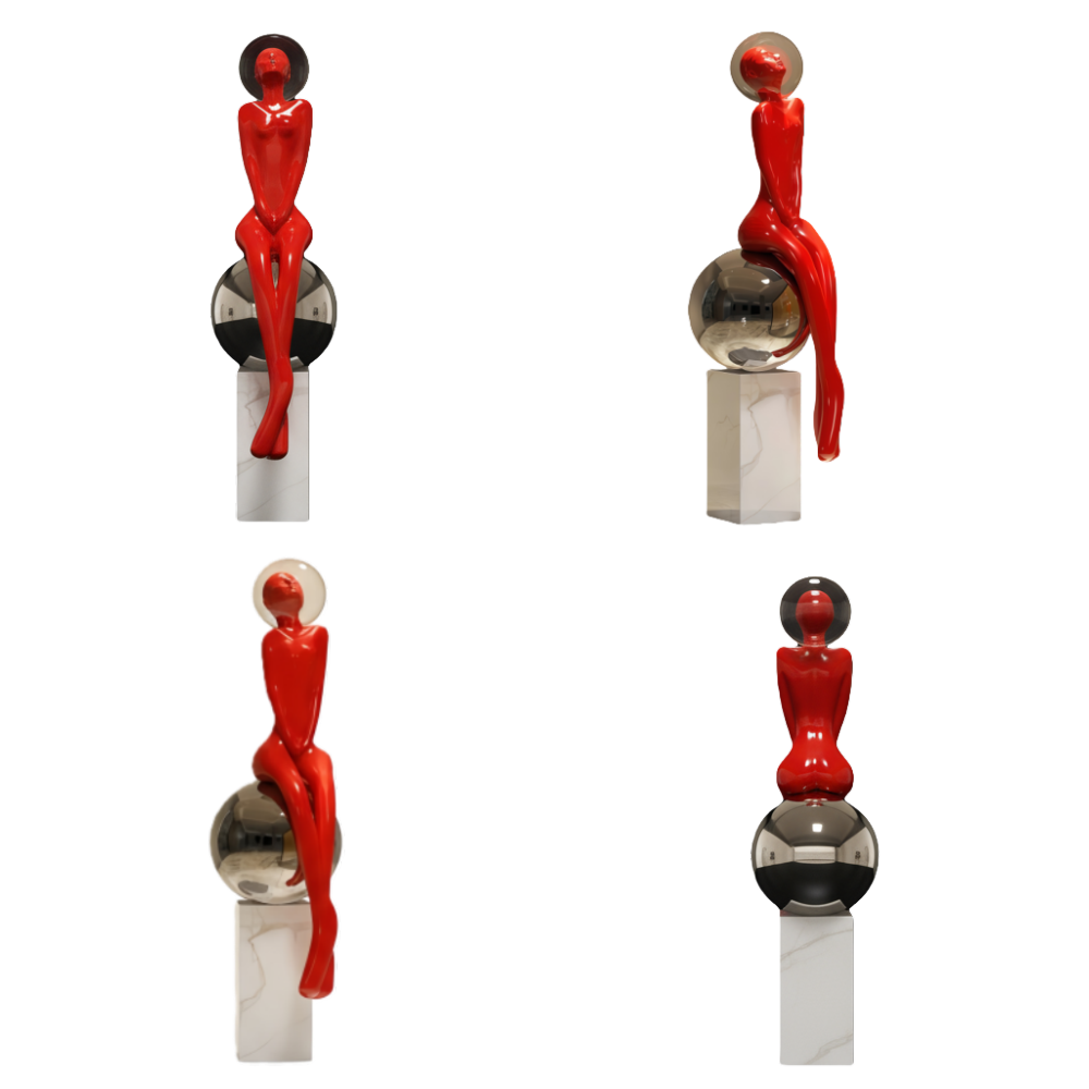 PREMIUM Red Fiberglass Maiden Art Sculpture for House & Hotel Decor