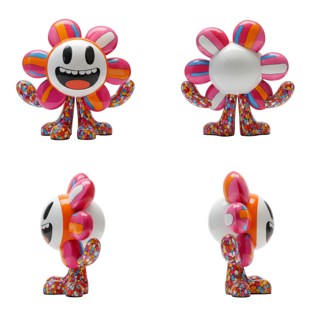 PREMIUM Modern Art Painted Flower Fiberglass Sculpture