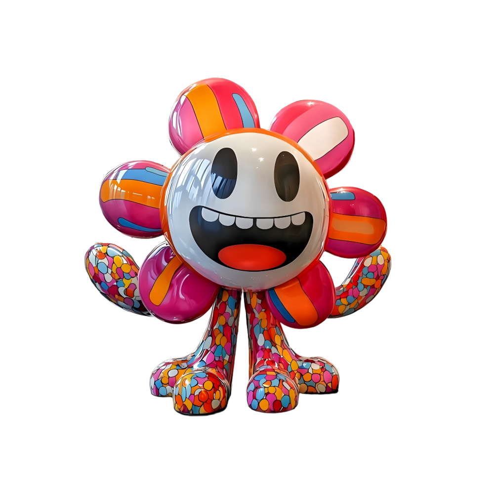 PREMIUM Modern Art Painted Flower Fiberglass Sculpture