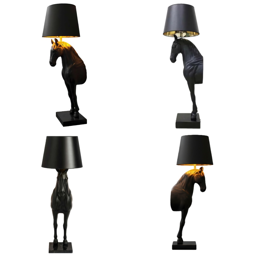 PREMIUM Modern decorative style fiberglass horse sculpture with lamp