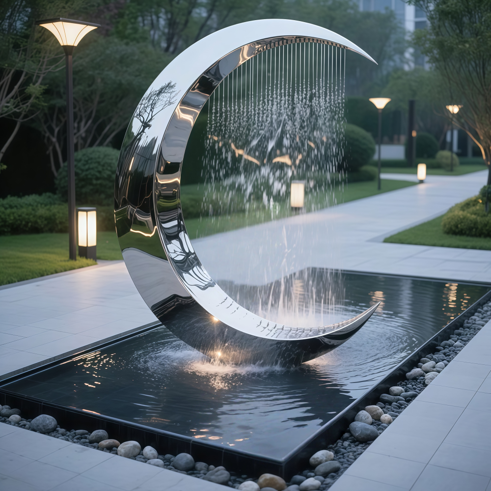 PREMIUM Outdoor Villa Courtyard Shape Abstract Stainless Steel Waterscape Sculpture