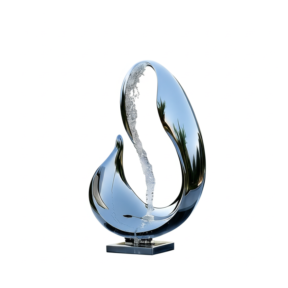 Modern Mirror Polished Stainless Steel Water Feature Sculpture for Courtyard