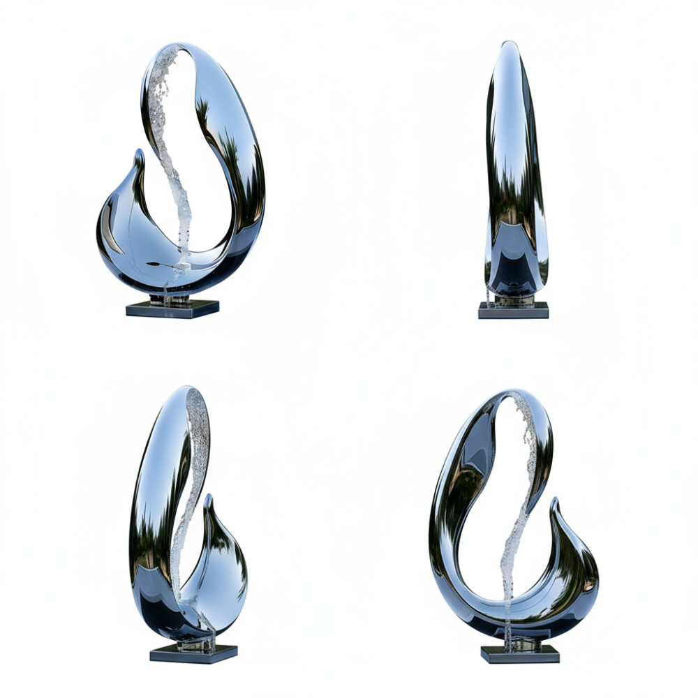 Modern Mirror Polished Stainless Steel Water Feature Sculpture for Courtyard
